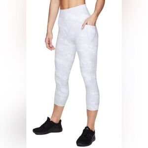 RBX Capri Length High Waisted Leggings with Pockets Camo Large Athletic Workout